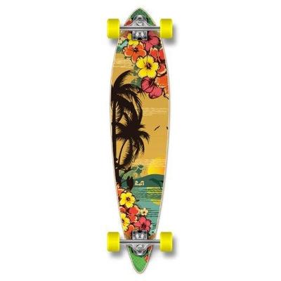 Epic Special Graphic Complete Longboard PINTAIL skateboard w/ 70mm wheels, Hawaii Tropical Day
