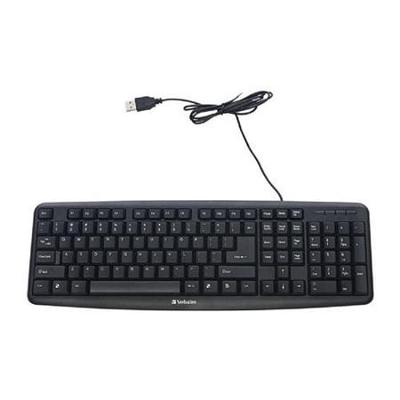 Verbatim Slimline Corded USB Keyboard - Black - Cable Connectivity - USB 2.0 Interface - Compatible
