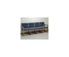 Wooden Mallet DW2-4 Solid Oak Sled Base 4-Seat Sofa Powder Blue WOM113-12