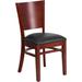 Flash Furniture - Lacey Series Solid Back Mahogany Wooden Restaurant Chair - Black Vinyl Seat - XU-D