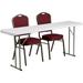 Flash Furniture 18 x 72 Plastic Folding Training Table with 2 Crown Back Stack Chairs, RB-1872-1-GG,