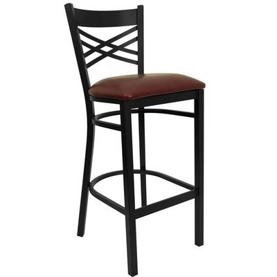 Flash Furniture Black Back Metal Restaurant Bar Stool With Burgundy Vinyl Seat