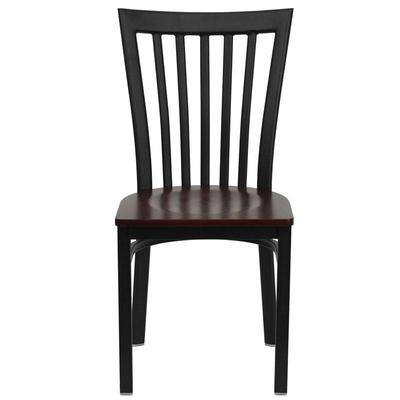 Flash Furniture Black School House Back Metal Restaurant Chair With Mahogany Wood Seat