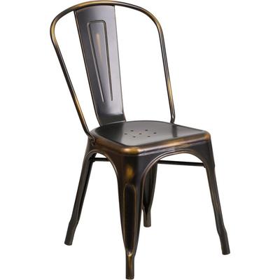 Flash Furniture Distressed Metal Indoor Stackable Chair, Copper