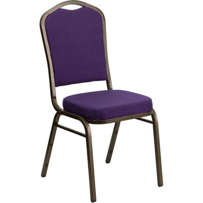 Flash Furniture FD-C01-PUR-GV-GG HERCULES Series Crown Back Stacking Banquet Chair with Purple Fabri