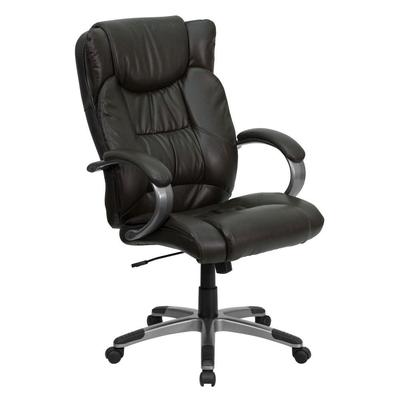 Flash Furniture FLABT9088BRNGG Executive High Back Office Chair, Padded Loop Arms, Espresso Brown Le