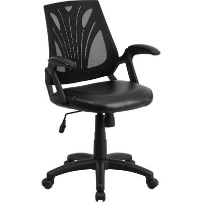 Flash Furniture Go-wy-82-lea-gg Mid-back Black Mesh Chair With Leather