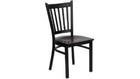 Flash Furniture HERCULES Black Vertical Back Metal Restaurant Chair - Mahogany Wood Seat- XU-DG-6Q2B