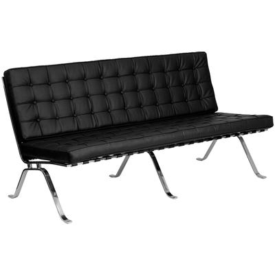 Flash Furniture HERCULES Flash Series Black Leather Sofa with Curved Legs, ZB-FLASH-801-SOFA-BK-GG,