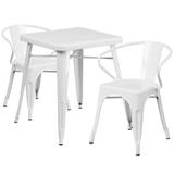 Flash Furniture Metal Indoor Outdoor Table Set with 2 Arm Chairs, White screenshot. Chairs directory of Office Furniture.