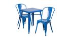 Flash Furniture Metal Indoor Outdoor Table Set with 2 Stack Chairs, Blue