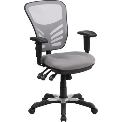 Flash Furniture Mid-Back Gray Mesh Swivel Task Chair with Triple Paddle Control, HL-0001-GY-GG, HL 0