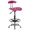 Flash Furniture Vibrant Pink And Chrome Drafting Stool With Tractor Seat