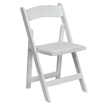 Flash Furniture White Wood Folding Chair With Vinyl Padded Seat