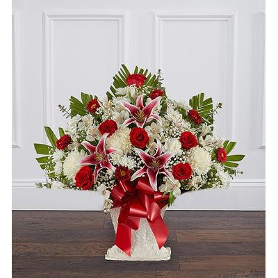 1-800-Flowers Flower Delivery Red Rose & Lily Floor Basket Small | Happiness Delivered To Their Door