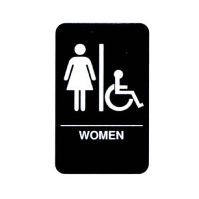 Vollrath 5630 6x9 Women/Accessible Sign - Braille, White on Black