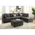 Gray/Black Sectional - Infini Furnishings 118" Wide Reversible Sofa & Chaise Linen | 37 H x 118 W x 84 D in | Wayfair INF6988JBW