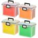 IRIS USA 4Pack Portable Lockable Water-Resistant Letter File Box with Handle File Organizer Clear