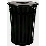 Witt Industries M3601-FT-SLV Oakley Basic Slatted Metal Waste Receptacle With Flat Top Lid - 36 Gallon