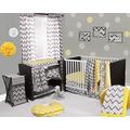 Bacati Ikat Yellow/grey 6 Crib Set with 4 Muslin Blankets