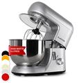 Klarstein Bella - Stand Mixer, Mixer, Food Mixer, 1300W, 5l Stainless Steel Bowl, 6 Speed, Range of Accessories, Keyless Chuck for Tool Holder, Easy to Operate - Silver