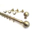 3m Metal Bay Window Curtain Pole 28mm Diameter Designer Brackets & Ball Finial (3m Bay, Antique Brass)