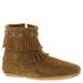 Minnetonka Double Fringe Side Zip - Womens 6.5 Brown Boot Medium