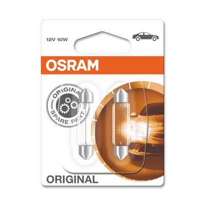 OSRAM Sofitte C10W Original 10W (2 Stk.) Glühlampe, Türleuchte,Glühlampe, Türsicherungsleuchte,Glühlampe, Kofferraumleuc