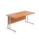 Office Hippo Heavy Duty Rectangular Cantilever Office Desk, Home Office Desk, Office Table, Integrated Cable Ports, PC Desk For Office or Home, 5 Yr Wty - White Frame/Beech Top, 180cm x 80cm