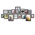 Photolini collage picture frame black MDF-wood, set of 15 photo frames, shatterproof acrylic glass, for wall mounting, extra accessories, for your wall decoration