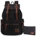 KAUKKO Stylish Laptop Backpack Men's Retro Canvas Leather Backpacks Schoolbag for Hiking/Camping Satchel