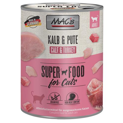 12 x 800g Kalb & Pute MAC’s getreidefreies Katzenfutter nass