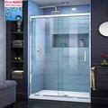 ELEGANT 1600 x 700mm Sliding Shower Door Modern Bathroom 8mm Easy Clean Glass Shower Enclosure Cubicle Door with Shower Tray and Waste