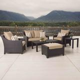 Three Posts™ Northridge 6 Piece Sunbrella Seating Group Set w/ Cushions Synthetic Wicker/All - Weather Wicker/Wicker/Rattan in Brown | Outdoor Furniture | Wayfair