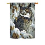 Breeze Decor Great Horned Owl 2-Sided Polyester House Flag Metal in Brown/Gray | 40 H x 28 W in | Wayfair BD-BI-H-105042-IP-BO-DS02-US