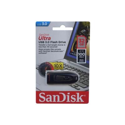 32GB USB 3.0 Flash Drive r100MB/s SanDisk Ultra Retractable Black Retail