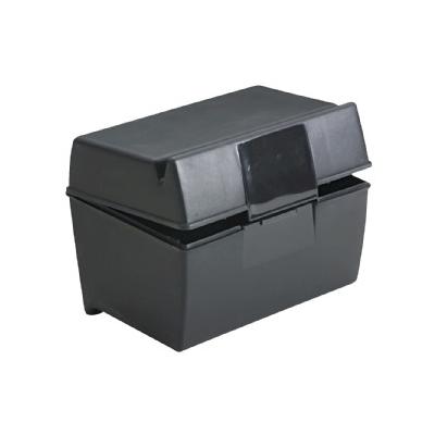 Plastic Index Card Flip Top File Box Holds 300 3 x 5 Cards, Matte Black