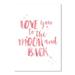 Viv + Rae™ Langner Love You To Moon Back Watercolor Paper Print Canvas in Pink/White | 16 H x 12 W in | Wayfair VVRO5610 33049013