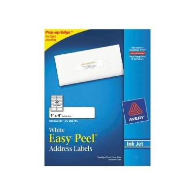 1 x 4 Inkjet Easy Peel Address Labels - White (500 Per Pack)