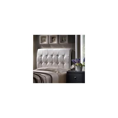 1283HQR White Faux Leather Lusso Queen Headboard with Rails