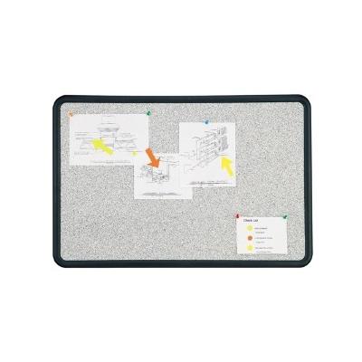 qrt699375-spuartet Bulletin Board - 4 x 3 - Black Frame/Fau x Granite, Gray