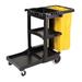 Janitorial Carts Cleaning Cart with Zippered Yellow Vinyl Bag Black 6173-88