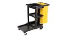 Janitorial Carts Cleaning Cart with Zippered Yellow Vinyl Bag Black 6173-88