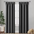 Imperial Rooms Blackout Curtains for Living Room - Grey Pencil Pleat Bedroom Curtains 90x90 Thermal Insulated Super Soft Black Out Long Curtain & Drapes Pair Panels with Tiebacks
