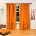 Indian Selections Lined-Mustard Tab Top Sheer Sari Curtain/Drape/Panel - 43W x 63L - Piece