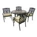 Darby Home Co Verdi 5 Piece Outdoor Dining Set w/ Cushions Wood/Glass in Brown | 28 H x 42 W x 42 D in | Wayfair DBYH2210 34607905