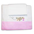 Zigozago - Baby Bedding Set Bed Linen Embroidered Sheets Stork; Size: Little Bed 110 x 140 cm; Color: Pink