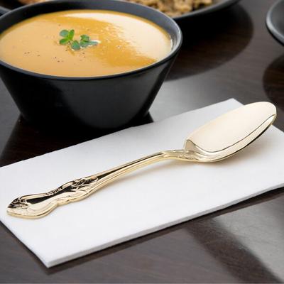 10 Strawberry Street CRWNGLD-DS Crown Royal 7 1/2" Gold Plated 18/0 Heavy Weight Stainless Steel Dinner Spoon - 12/Case