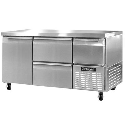 Continental Refrigerator RA60N-D 60" Undercounter Refrigerator with 2 Drawers, 1 Full Door, and 1 Half Door - 19 cu. ft.