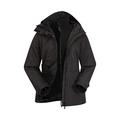 Mountain Warehouse Fell Womens 3 in 1 Jacket -Water Resistant Rain Jacket, Adjustable Hood Ladies Triclimate Jacket, Packable Hood - Ideal Womens Coat for Walking Black 18